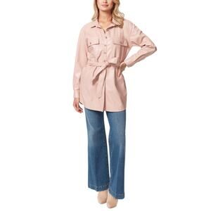 Jessica Simpson Women's Paula Belt-Tie Shacket XL Med Pink NWT